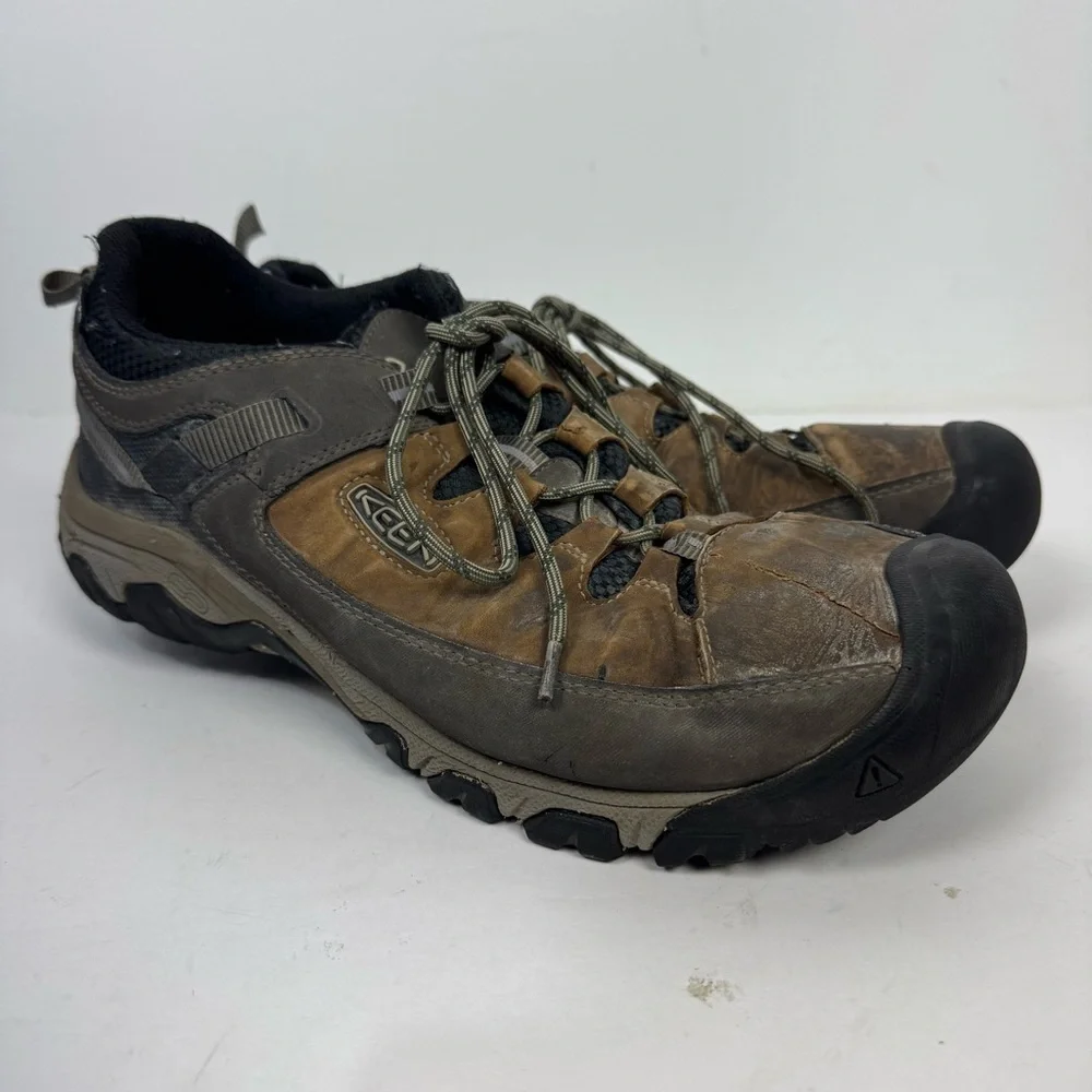 Keen Mens Brown Leather Low Top Shoes Outdoor Hiking Working
